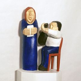 Duo mit Gitarre, wie schön ist doch Musik, 2019, Skulptur auf Holzsockel, Ahorn, ca. 65 cm