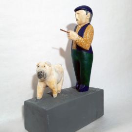 Beste Freunde, 2020, Skulptur auf Holzsockel, Pappel, ca. 51 cm
